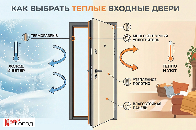 Как выбрать теплые входные двери?