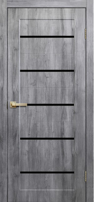 Дверь ПО SKIN DOORS S02 Дуб стоунвуд Чёрное стекло
